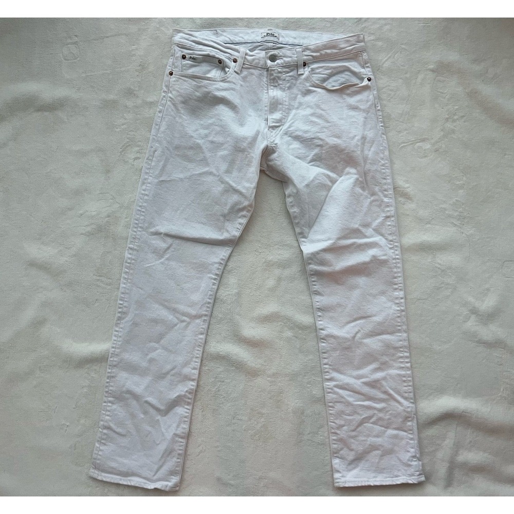 Polo Ralph Lauren Varick Slim Straight Jeans 34‎ x 32 (ACT 36x31)  White Denim